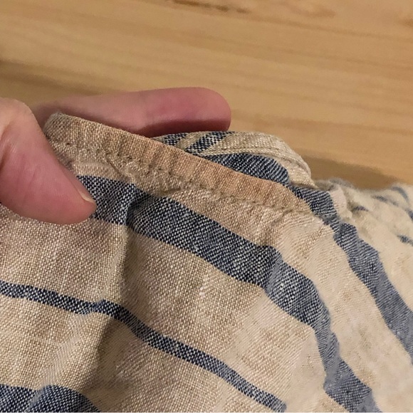 JJill PureJill Medium Petite 100% Linen Dress Striped Midi A line Pockets *Flaws - Picture 8 of 8